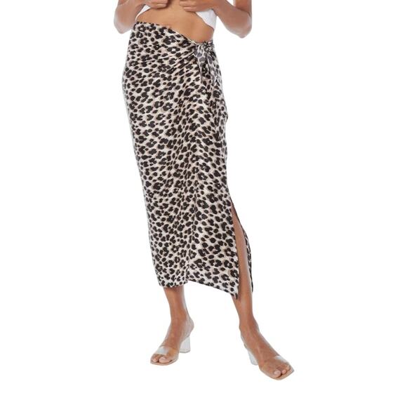 Women’s Size 2 Anatomie Leopard Print Silk Blend Midi Skirt Italy NWT - Picture 1 of 9